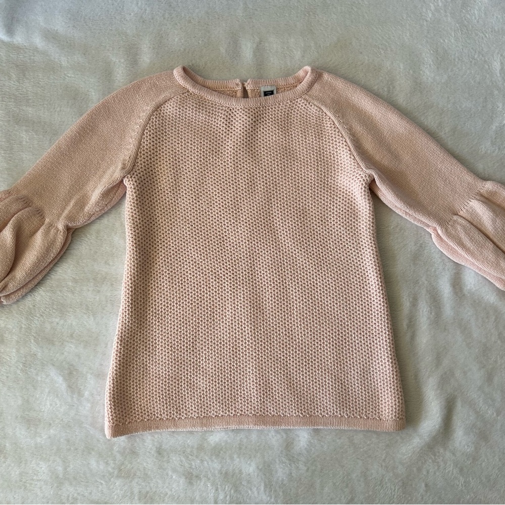 Janie and Jack Pink / Blush Knit Long Sleeve Lower Puff Sweater Girls size 5T